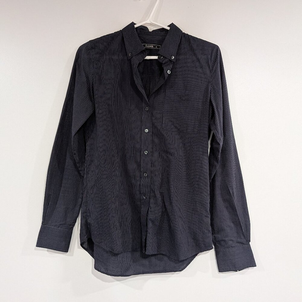 Lacoste Pinstriped Button Down Shirt Navy Blue Size Small Size 36